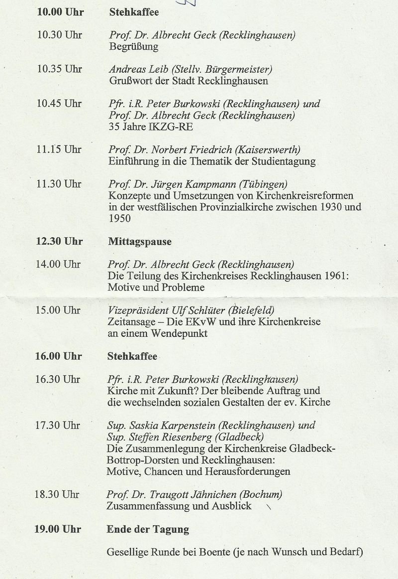 Trennung und Zusammenlegung von Kirchenkreisen in der Ev. Kirche von Westfalen in Geschichte und Gegenwart